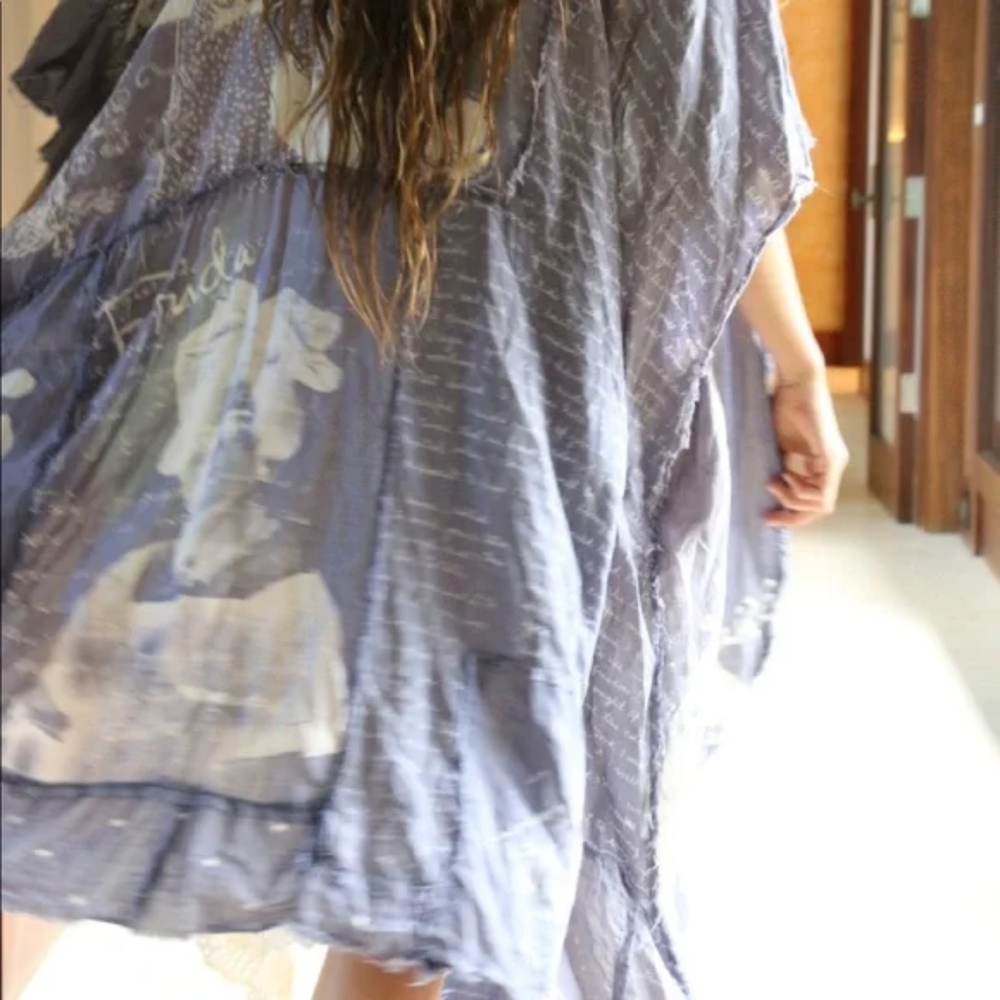 Rare Magnolia Pearl Frida Kahlo Jaya Kaftan Dress Ozzy Patchwork Artist Smock OS - Picture 5 of 17